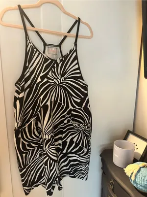 Free People Movement Printed Hot Shot Romper Black White Combo Zebra Graphic thumbnail 11