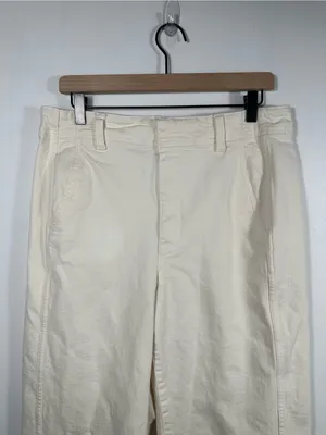 Madewell‎ Tapered Denim Trousers 32 Vintage Ivory High Rise Jeans NS363 $148 thumbnail 5