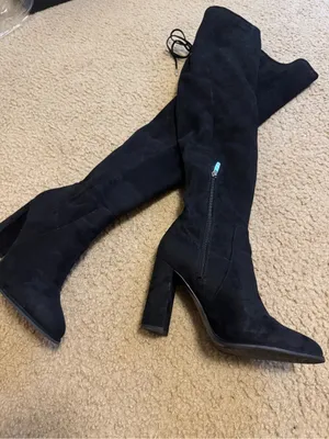 Marc Fisher Neela Black Suede Over The Knee Block Heel Boots Size 7.5 thumbnail 6