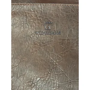 Weimersaige Brown Shoulder Tote Bag Braided Handles Whipstitch Zip Large thumbnail 2