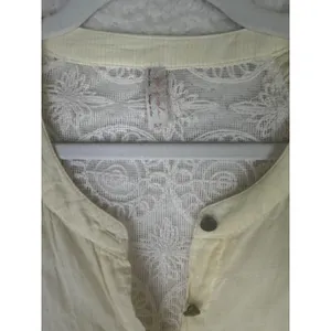 Free People Blouse Womens Small Yellow Sheer‎ Crochet Lace Boho Indie Cottage thumbnail 5