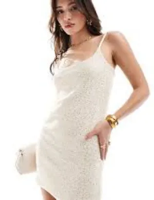 NWT Mango sequin knitted mini dress in light beige size‎ 6 thumbnail 1