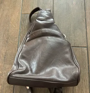 Faux Leather Brown Backpack Purse thumbnail 1