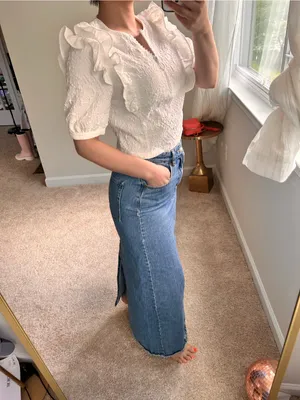Mango long denim high waist skirt. S thumbnail 15