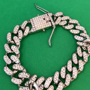 Titanium Steel Link Chain Bracelet for Men Women,CZ Cubic Zirconia Punk Hip Hop Bracelet thumbnail 4