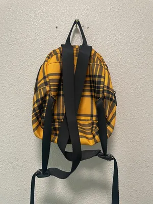 PINK Plaid Mini Backpack - Yellow & Black thumbnail 3