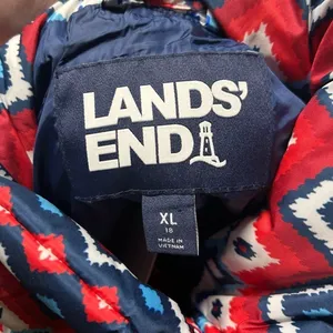 NWT Lands End New Women’s Full Zip Down Puffer Vest Chevron Fair Isle Winter XL thumbnail 3