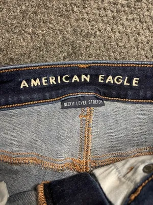 American Eagle Hi-Rise Shortie shorts denim distressed cut off size 4 thumbnail 2