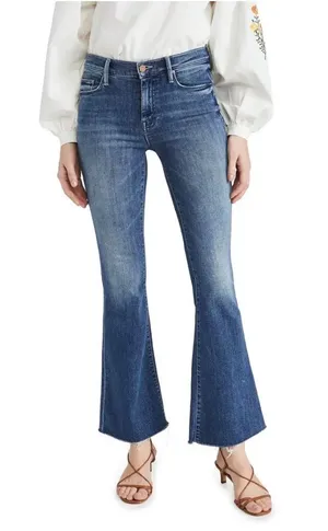 Mother The Weekender Fray Groovin Blue Flare Wide Leg Jeans Women's Size 26 thumbnail 1
