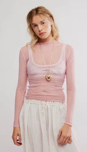 FREE PEOPLE Minding My Business Top - Tickled Pink thumbnail 1