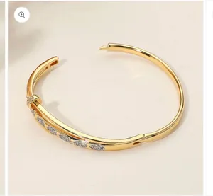Stainless Steel Rhinestone Pave Marquise Accent Nailhead Hinged Bangle Bracelet thumbnail 4