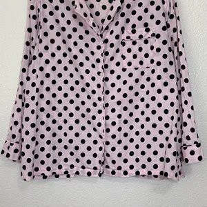 Victoria’s Secret Pink Black Polka Dot Button Down Pajama Top thumbnail 7