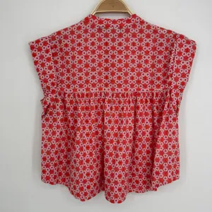 Tuckernuck Ro's Garden Nini Top Small Orange Floral Boho Flutter Sleeve Cotton thumbnail 7