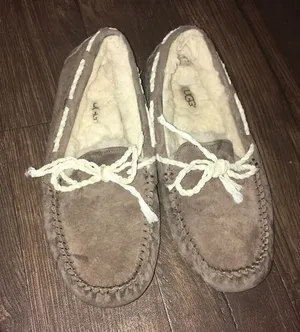 Uggs shearling lined moccasin slippers thumbnail 1