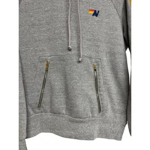Aviator Nation Velvet Striped Pullover‎ Hoodie Gray Size Small thumbnail 5