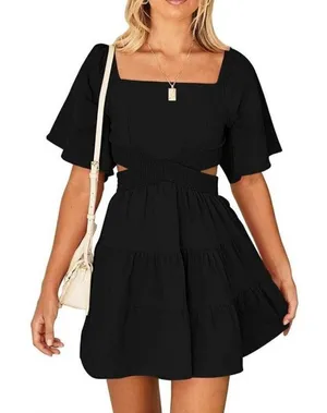 Anrabess Cutout Back Mini Dress Size Large Black thumbnail 1