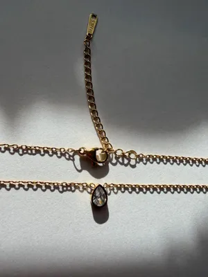 Gold teardrop dainty necklace thumbnail 6