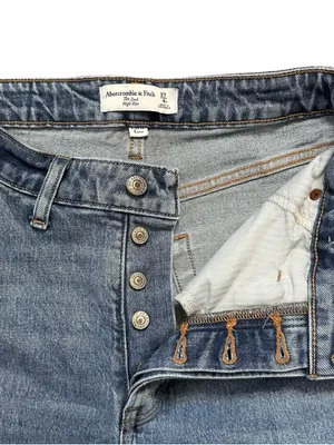 Abercrombie & Fitch Curve Love The Dad High Rise Double Knee Straight Jeans Sz 4 thumbnail 5