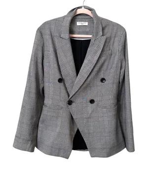 WAVERLY GREY Wool Blend Plaid Blazer‎ Grey Small Gray thumbnail 1
