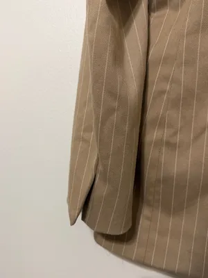 Zara Pinstripe Blazer Size Medium Women’s Tan Blogger Fav thumbnail 8