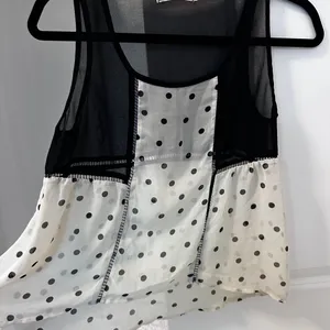 Chloe K black & white polka dot flowy tank blouse thumbnail 5