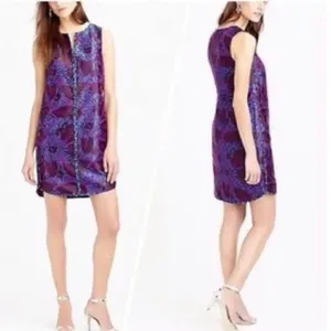 J Crew Sleeveless Floral Print Jacquard Shift Dress in Midnight 0 thumbnail 2