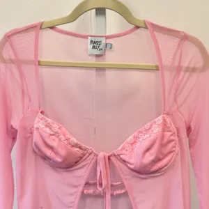 Princess Polly Tasia Top Y2K Pink‎ Sheer Mesh Lace Underwire Crop Top US 4 thumbnail 4