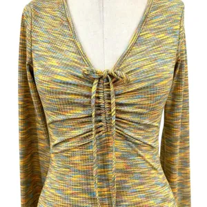 Lisa Says Gah Lotta Long Sleeve Ribbed Space Dye‎ Minidress In Honeydew Size XS thumbnail 6