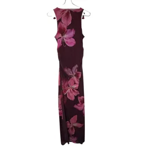 Thirty/Thirty Womens Dress Maxi Floral Sheer Sleeveless Boho Burgundy Small NWT thumbnail 10