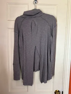 Free People We The Free Turtleneck Tunic Top Medium Gray/Tan Split Back thumbnail 7