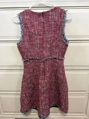 Zara Tweed V-Neck Sleeveless Dress thumbnail 3