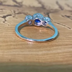 925 Sterling Silver Sapphire Halo Ring Size 9.75 thumbnail 3