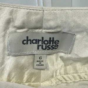 Y2K Inspired Charlotte Russe White Linen Blend Wide Leg Trousers Pants Size 6 thumbnail 6