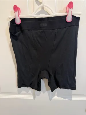 SKIMS Black Cotton Ribbed Boxer Short thumbnail 5