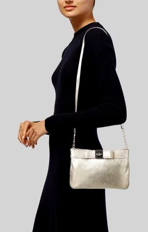 Kate Spade Primrose‎ Hill Leather Crossbody Shoulder Bow Bag Gold thumbnail 1