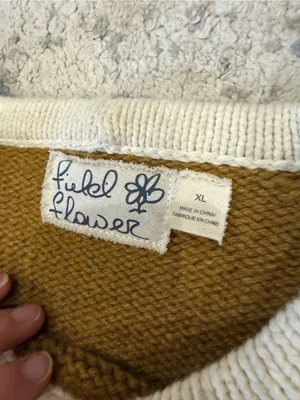 Anthropologie Field Flower Camellia Fair Isle Fuzzy Wool Blend Sweater XL thumbnail 5