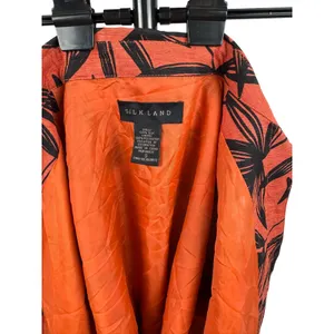 Silkland 100% Silk Jacket Blazer Orange Black Floral Button Front‎ Small thumbnail 5