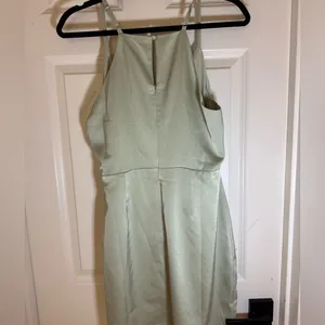 NWT Lulus What a Stunner Sage‎ Green Satin Asymmetrical Mini Dress, Medium thumbnail 8
