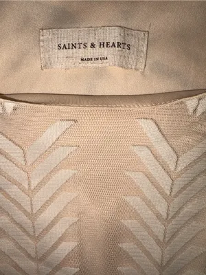 Light Cream Patterned Women's Blouse Size M thumbnail 2