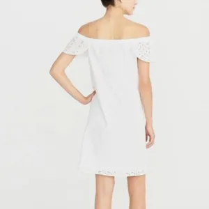 J. Crew White Eyelet Off the Shoulder Dress Women's XXS Lace Feminine‎ Mini thumbnail 2