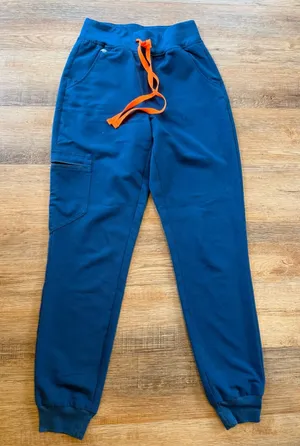 Figs Technical Collection Royal Blue Joggers with Bright Orange Drawstring XXS thumbnail 1