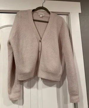 Velvet‎ by Graham & Spencer tan cream Cropped Waffle-Knit Cardigan med thumbnail 1