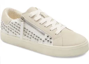Steve Madden Cream Studded Low-Top Sneakers with‎ Suede Finish thumbnail 1