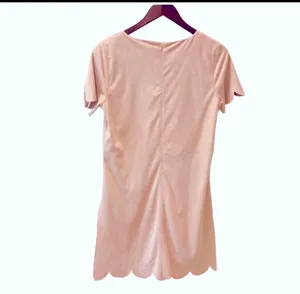 Altar’d State Pink Suede Scalloped Mini Dress Short Sleeve Shift M Feminine thumbnail 6