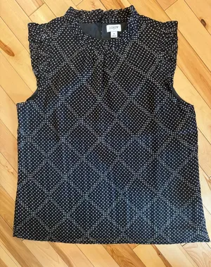 EEUC J. Crew sleeveless black polka dot top size small thumbnail 1