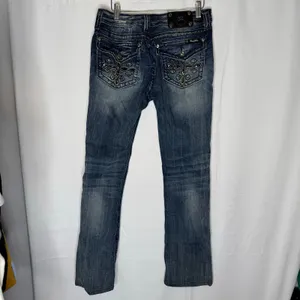 Miss Me Mid Rise Bootcut Jeans 31 Embellished Flap Pockets thumbnail 3