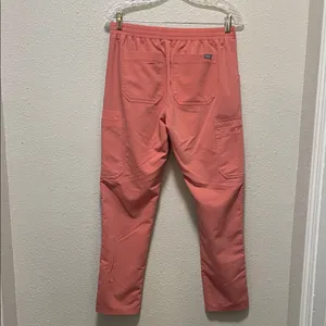 Figs Women's Coral Scrub Pants with Yellow Drawstring thumbnail 2