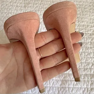 LPA x REVOLVE Lex Crystal Strap Slide Heels in Blush Pink Suede Sz. 9 thumbnail 6