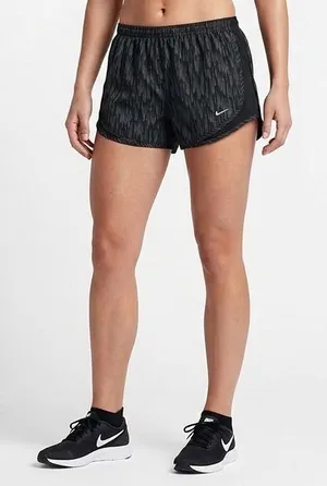 Nike Dri Fit Running Shorts Womens W16 Black Abstract High Rise Elastic Waist thumbnail 1