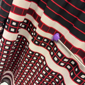 Ann Taylor LOFT Petites Geometric Tile Stripe Chiffon Dress Red Black White LP thumbnail 9